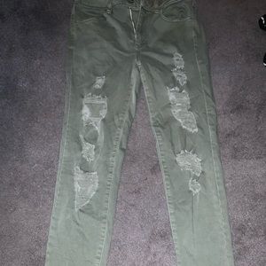 Army green distressed jeggings!